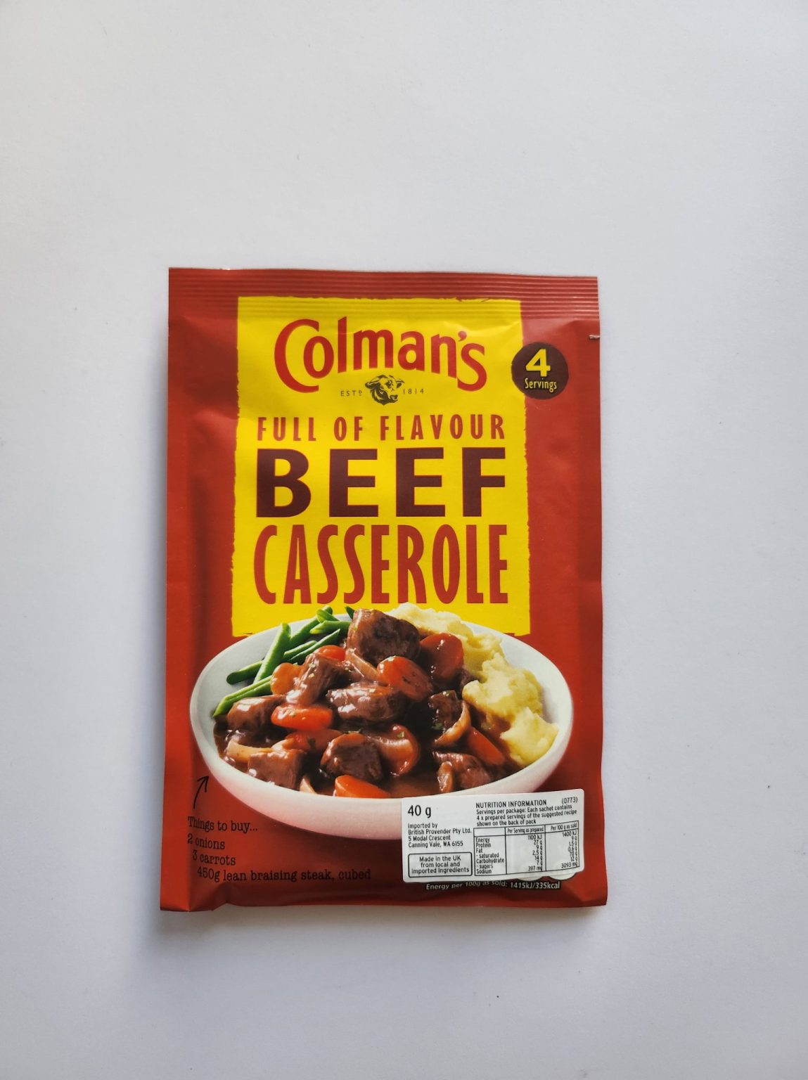 COLMANS SAUCE BEEF CASSEROLE Syd's Pies