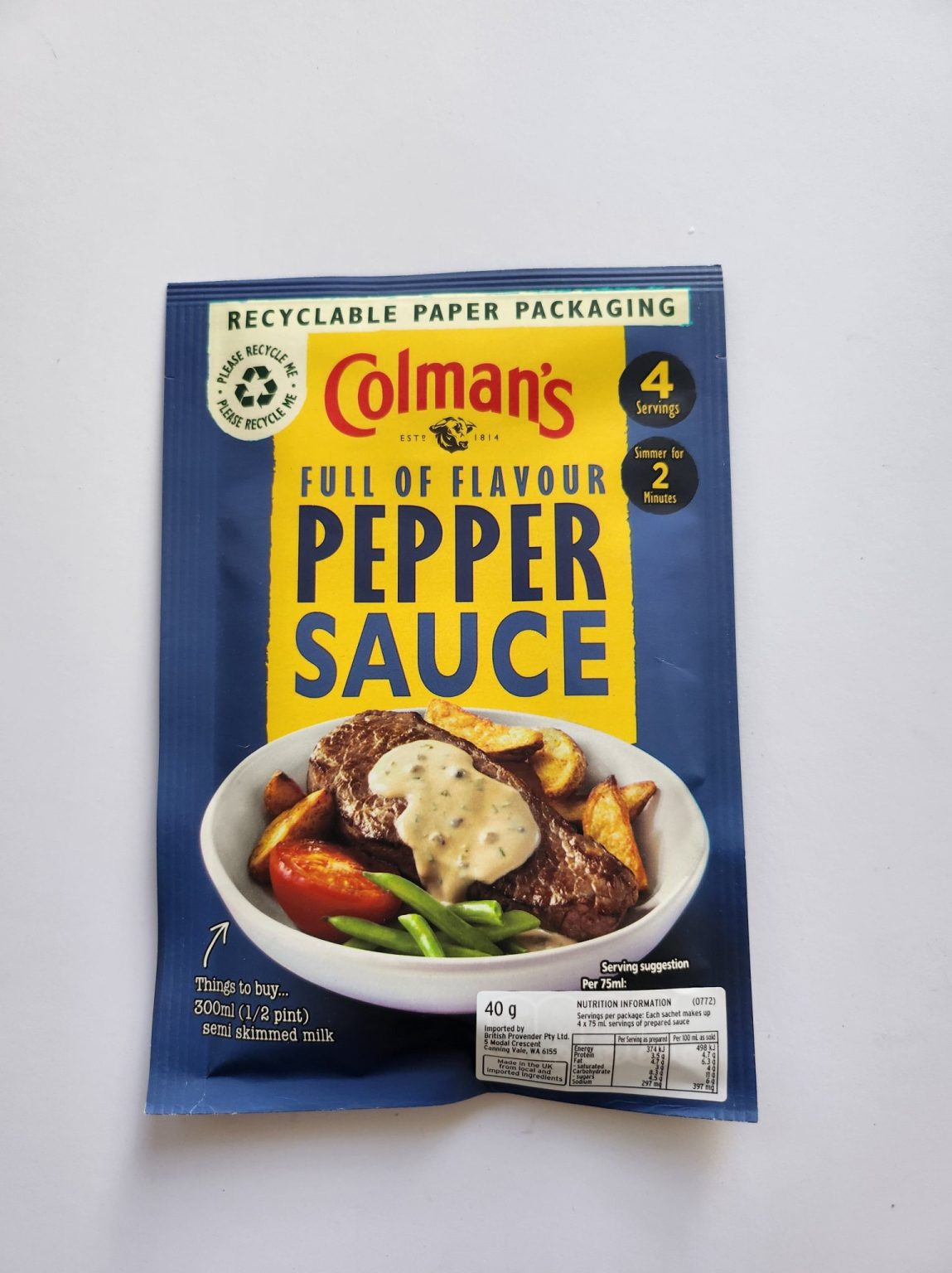 COLMANS SAUCE PEPPER SAUCE Syd's Pies